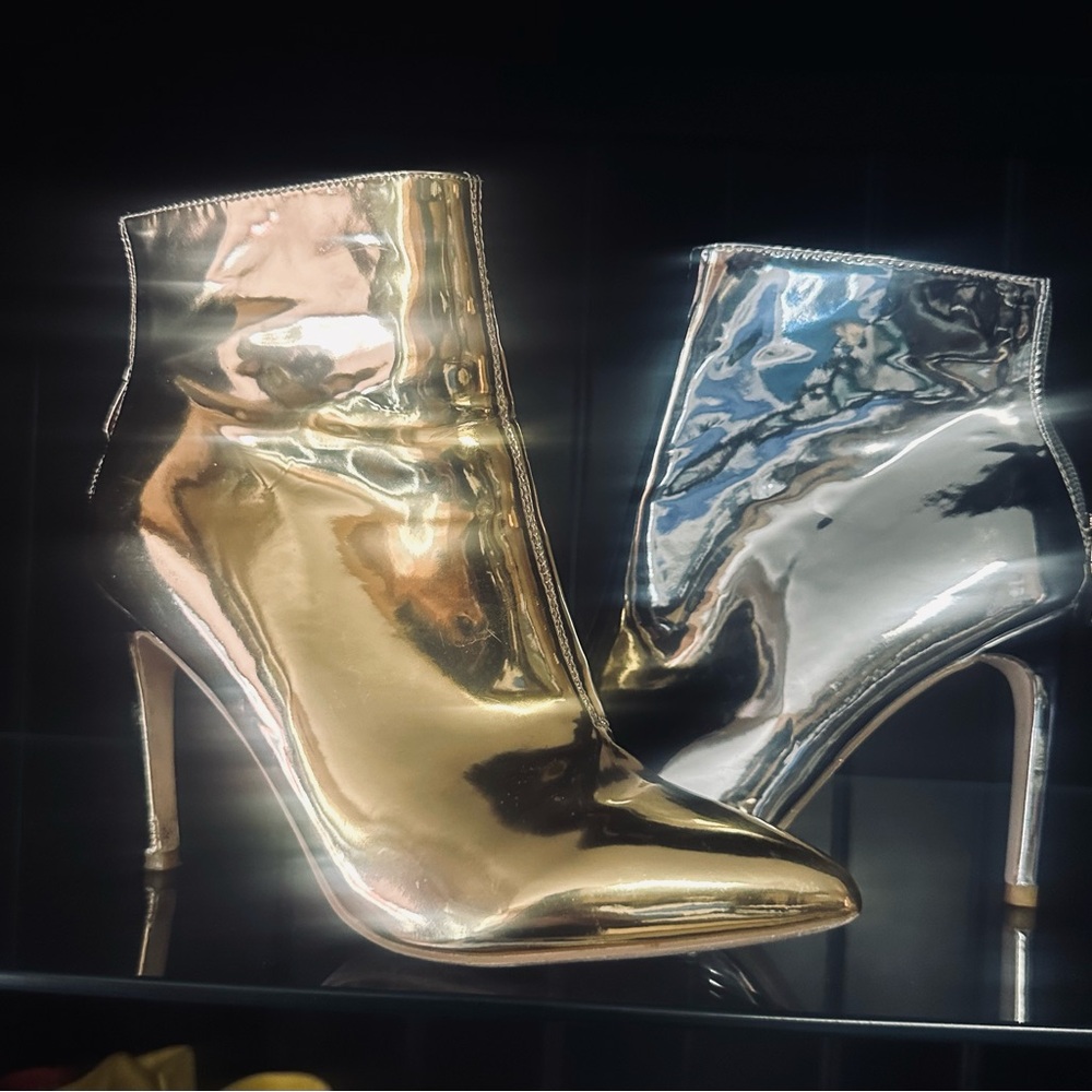 Cape Robbin Metallic Heeled Boots Gold Silver